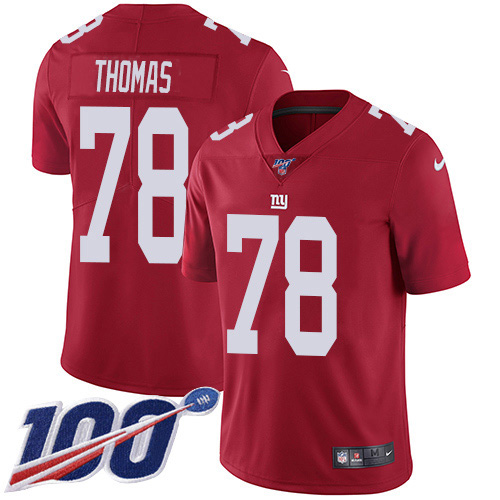 Nike Giants #78 Andrew Thomas Red Alternate Youth Stitched NFL 100th Season Vapor Untouchable Limited Jersey